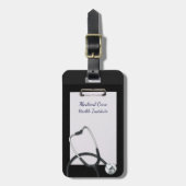 聴診器付き黒い医療用クリップボード ラゲッジタグ (正面縦)