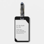 聴診器付き黒い医療用クリップボード ラゲッジタグ (裏面縦)