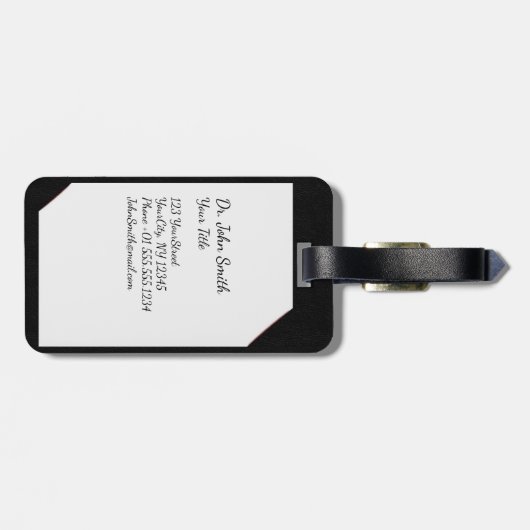 聴診器付き黒い医療用クリップボード ラゲッジタグ (裏面横)