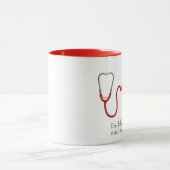 聴診器内科ECG波EKG心拍ライン マグカップ (中央)