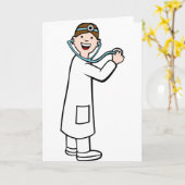 聴診器医の漫画のキャラクター カード (黄色い花)