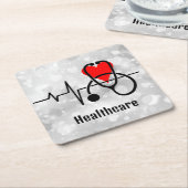 聴診器医ナース医療 スクエアペーパーコースター (アングル)