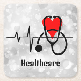 聴診器医ナース医療 スクエアペーパーコースター