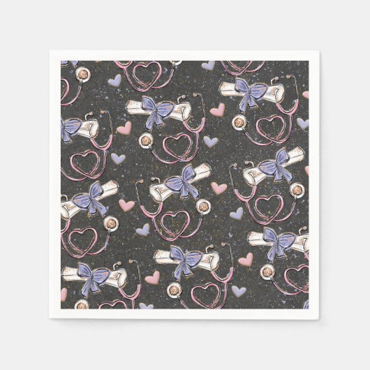 聴診器医学的卒業 スタンダードカクテルナプキン (正面)