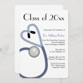 聴診器医学部卒業発表 招待状 (正面/裏面)