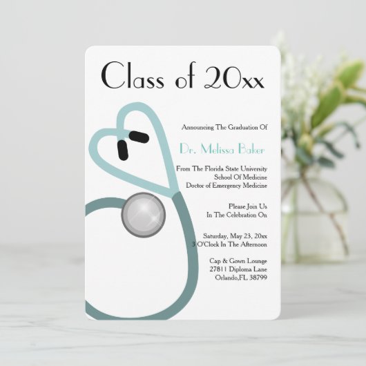 聴診器医学部卒業発表 招待状 (スタンド正面)