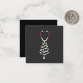 聴診器医療用品クリスマスツリー灯 ノートカード (正面/裏面インサイチュ)