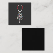 聴診器医療用品クリスマスツリー灯 ノートカード (正面/裏面)