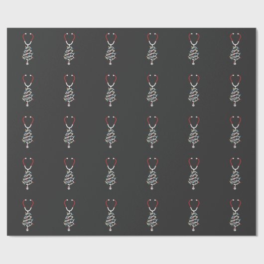 聴診器医療用品クリスマスツリー灯 ラッピングペーパー (フラット)