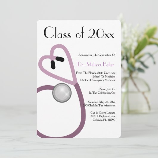 聴診器医科学校卒園発表 招待状 (スタンド正面)