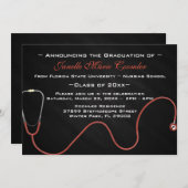 聴診器医科学校卒業招待状 招待状 (正面/裏面)