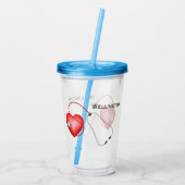 聴診器及びハート パーソナライズされた アクリルタンブラー (裏面)