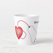 聴診器及びハート パーソナライズされた カフェラテマグ (正面)
