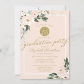 聴診器看護学校卒業パーティーピンクフローラ 招待状 (正面)