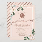 聴診器看護学校卒業パーティーピンクフローラ 招待状 (正面/裏面)