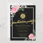 聴診器看護学校卒業パーティーピンクフローラ 招待状 (正面)