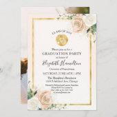 聴診器看護学校卒業パーティー写真フローラ 招待状 (正面/裏面)