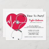 聴診器看護学校卒業発表 招待状 (正面/裏面)