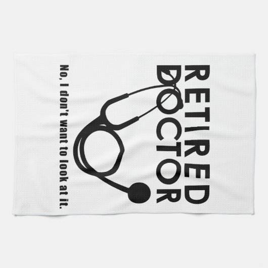 聴診器退職した及びサッシー引用文を持つ医おもしろい師 キッチンタオル (横)