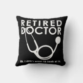 聴診器退職した及びサッシー引用文を持つ医おもしろい師 クッション (裏面)