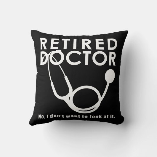 聴診器退職した及びサッシー引用文を持つ医おもしろい師 クッション (裏面)