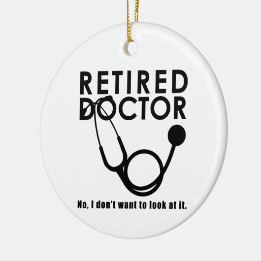聴診器退職した及びサッシー引用文を持つ医おもしろい師 セラミックオーナメント (左)