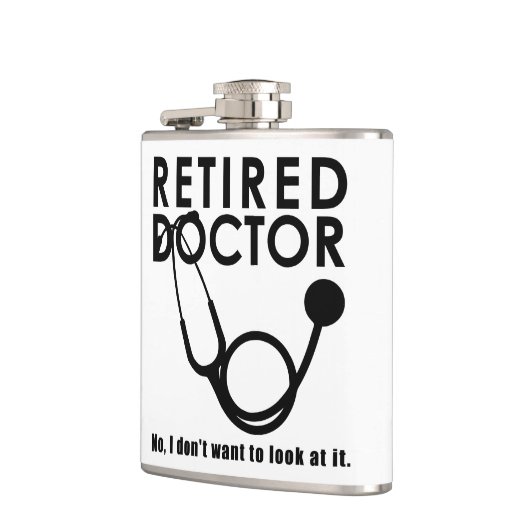 聴診器退職した及びサッシー引用文を持つ医おもしろい師 フラスク (左)