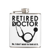 聴診器退職した及びサッシー引用文を持つ医おもしろい師 フラスク (正面)