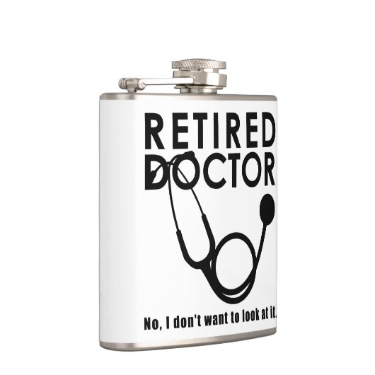 聴診器退職した及びサッシー引用文を持つ医おもしろい師 フラスク (右)