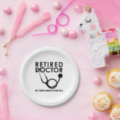 聴診器退職した及びサッシー引用文を持つ医おもしろい師 ペーパープレート (パーティー)