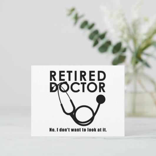 聴診器退職した及びサッシー引用文を持つ医おもしろい師 ポストカード (スタンド正面)