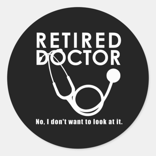 聴診器退職した及びサッシー引用文を持つ医おもしろい師 ラウンドシール (正面)