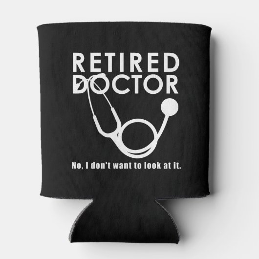 聴診器退職した及びサッシー引用文を持つ医おもしろい師 缶クーラー (裏面)