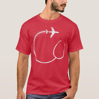 聴診器飛行機ナース旅行ナースおもしろいN Tシャツ