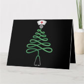 聴診器 クリスマスツリー 看護師 スクラブ クリスマス カード (正面)