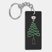 聴診器 クリスマスツリー 看護師 スクラブ クリスマス キーホルダー (正面左)