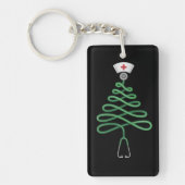 聴診器 クリスマスツリー 看護師 スクラブ クリスマス キーホルダー (正面)