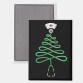 聴診器 クリスマスツリー 看護師 スクラブ クリスマス マグネット (正面/裏面)