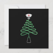聴診器 クリスマスツリー 看護師 スクラブ クリスマス 招待状 (正面)