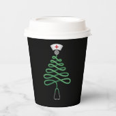 聴診器 クリスマスツリー 看護師 スクラブ クリスマス 紙コップ (正面)
