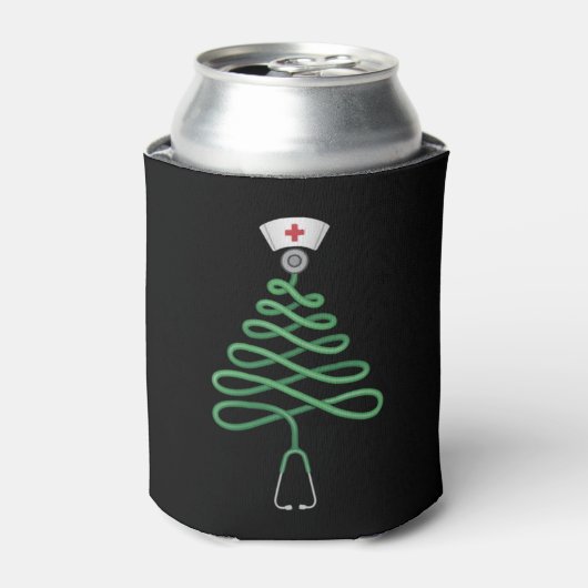 聴診器 クリスマスツリー 看護師 スクラブ クリスマス 缶クーラー (缶正面)