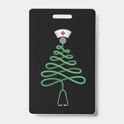 聴診器 クリスマス ツリー 看護師 スクラブ クリスマス バッジ (正面)