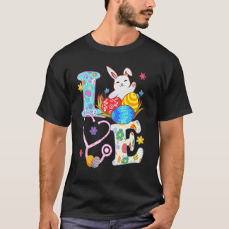 聴診器 スクラブ ライフ ナース うさぎ イースター デイ アウトフィット Tシャツ