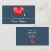 聴診器 ハート 看護師 医師 医療 ヘルスケア 名刺 (正面/裏面)