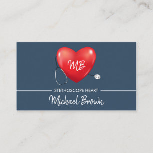 聴診器 ハート 看護師 医師 医療 ヘルスケア 名刺