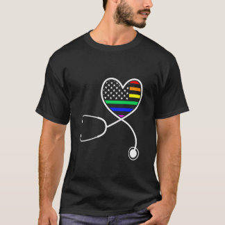 聴診器 レインボー LGBTプライド月間 医療従事者 面白い Tシャツ