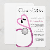 聴診器 医学部 卒業おめでとう 招待状 (正面/裏面)