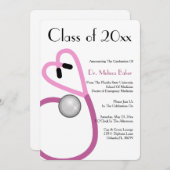 聴診器 医学部 卒業発表 招待状 (正面/裏面)