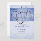 聴診器ECGナース退職パーティの招待状 招待状 (正面/裏面)