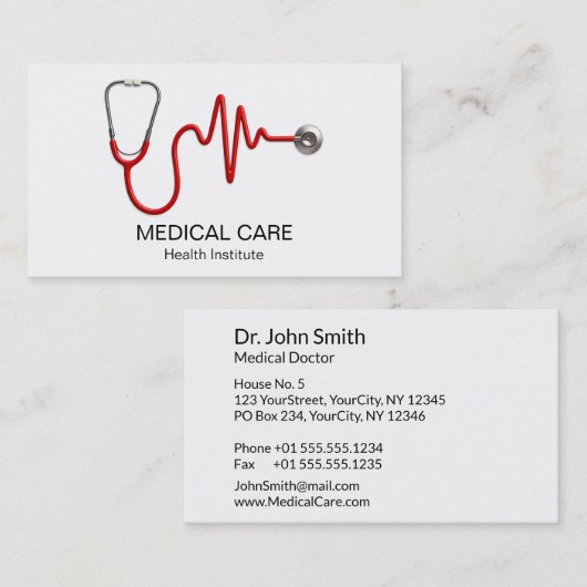 聴診器ECG波治療用EKG心拍線 名刺 (正面/裏面)